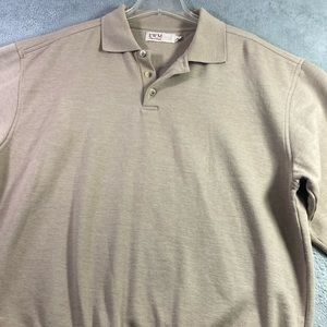 EWM Pure Classics Sweater Men Size XL Tan Three Button Placket Long Sleeve